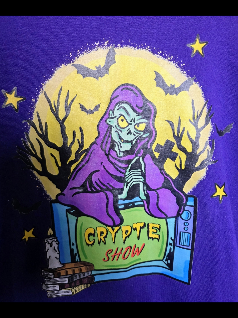 Chlowe Purple Crewneck with Colorful 'Crypte Show' Graphic - Picture 2 of 4